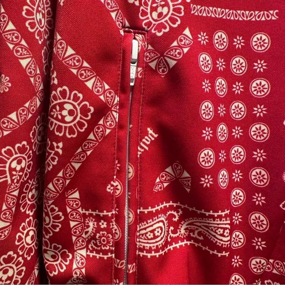Palm Angels Bandana Track Jacket Zip Up Maroon & Red, Striped Sleeves XL Unisex - Picture 10 of 16